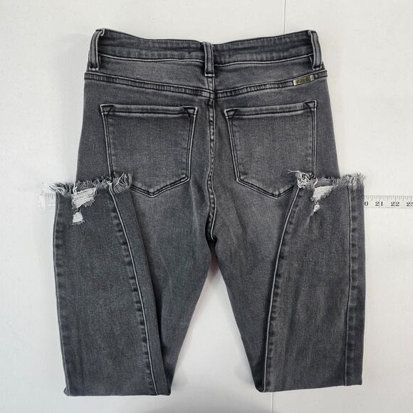 KanCan KC7274LG Women's High Rise Skinny Jeans Gray Distressed 7/27 Raw Hem - Picture 3 of 12